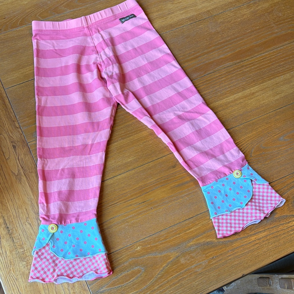Pink striped ruffle pants